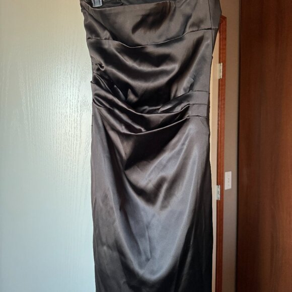 Black Rouched Strapless Mini Dress - Lined and built in cups with hidden zipper - Picture 3 of 6